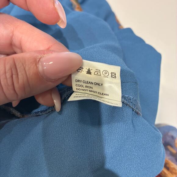 Zimmermann Blue Floral Lovelorn Fringe Halter jumpsuit Sz Small - Picture 6 of 12